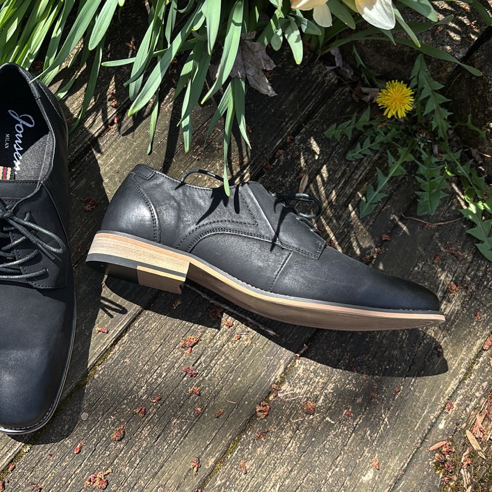 NEW W/ TAGS JONSEN MILAN BLACK LEATHER 9.5 - Picture 3 of 10